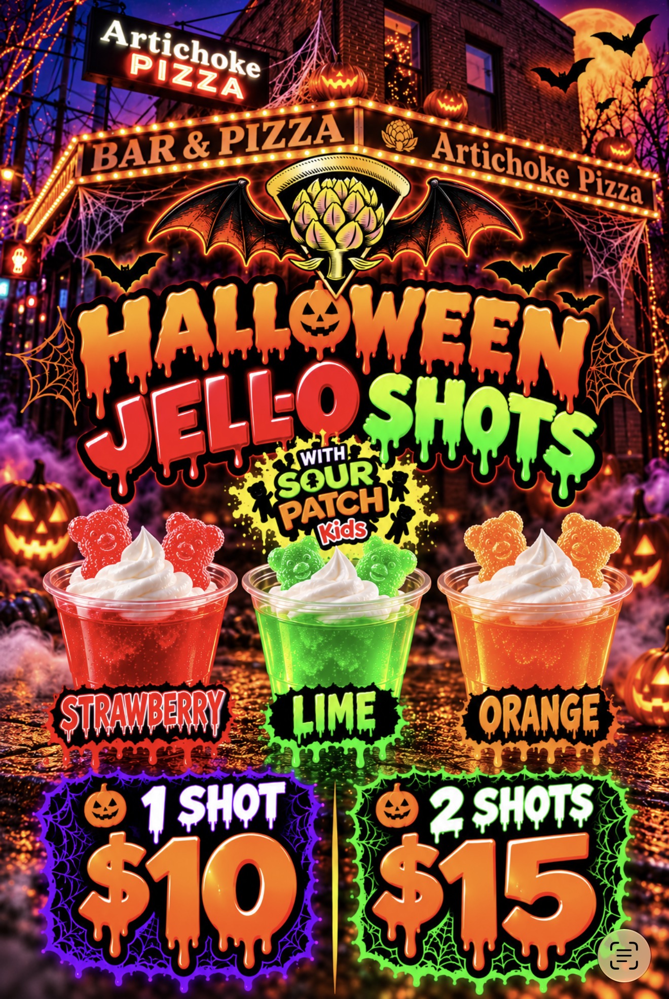 Artichoke Pizza Halloween Jell-O Shots promotion